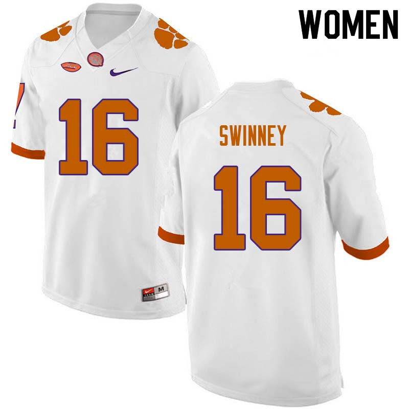 Women #16 Will Swinney Clemson Tigers College Football Jerseys Sale-White